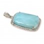 Larimar Pendant; Gemstone Pendant; Pave Diamond Pendant Sterling Silver Pendant DIY Default Title