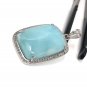 Larimar Pendant; Gemstone Pendant; Pave Diamond Pendant Sterling Silver Pendant DIY Default Title
