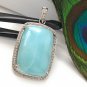 Larimar Pendant; Gemstone Pendant; Pave Diamond Pendant Sterling Silver Pendant DIY Default Title