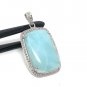 Larimar Pendant; Gemstone Pendant; Pave Diamond Pendant Sterling Silver Pendant DIY Default Title