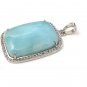Larimar Pendant; Gemstone Pendant; Pave Diamond Pendant Sterling Silver Pendant DIY Default Title