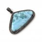 Larimar Pendant; Gemstone Pendant; Pave Diamond Pendant Sterling Silver Pendant DIY Default Title