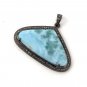 Larimar Pendant; Gemstone Pendant; Pave Diamond Pendant Sterling Silver Pendant DIY Default Title
