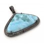 Larimar Pendant; Gemstone Pendant; Pave Diamond Pendant Sterling Silver Pendant DIY Default Title