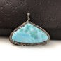 Larimar Pendant; Gemstone Pendant; Pave Diamond Pendant Sterling Silver Pendant DIY Default Title