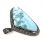 Larimar Pendant; Gemstone Pendant; Pave Diamond Pendant Sterling Silver Pendant DIY Default Title