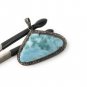 Larimar Pendant; Gemstone Pendant; Pave Diamond Pendant Sterling Silver Pendant DIY Default Title