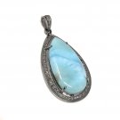 Larimar PendanNatural Larimar Diamond Pendant Pave Diamond Pendant Gemstone Jewelry Default Title
