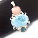 Larimar Pendant; LabrGemstone Pendant Silver Jewelry Gifts for Her Bohemian Jewelry Default Title
