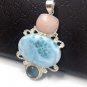 Larimar Pendant; LabrGemstone Pendant Silver Jewelry Gifts for Her Bohemian Jewelry Default Title