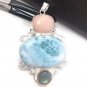 Larimar Pendant; LabrGemstone Pendant Silver Jewelry Gifts for Her Bohemian Jewelry Default Title