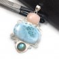 Larimar Pendant; LabrGemstone Pendant Silver Jewelry Gifts for Her Bohemian Jewelry Default Title