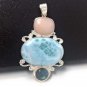 Larimar Pendant; LabrGemstone Pendant Silver Jewelry Gifts for Her Bohemian Jewelry Default Title