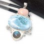Larimar Pendant; LabrGemstone Pendant Silver Jewelry Gifts for Her Bohemian Jewelry Default Title