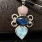 Larimar Pendant; LabrGemstone Pendant Silver Jewelry Gifts for Her Bohemian Jewelry Default Title