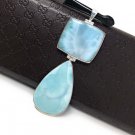 Larimar Pendant; Natural Gemstone JeJewelry Supplies Gifts for Her 88.9mm x 31.75mm Default Title