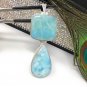 Larimar Pendant; Natural Gemstone JewelryBohemian Jewelry Gifts for Her 76mm x 27mm Default Title