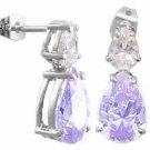 Lavender Cubic Zirconia and Simulated Diamond CZ Post earrings 2196
