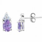 Lavender Cubic Zirconia and Simulated Diamond CZ Post earrings 2201