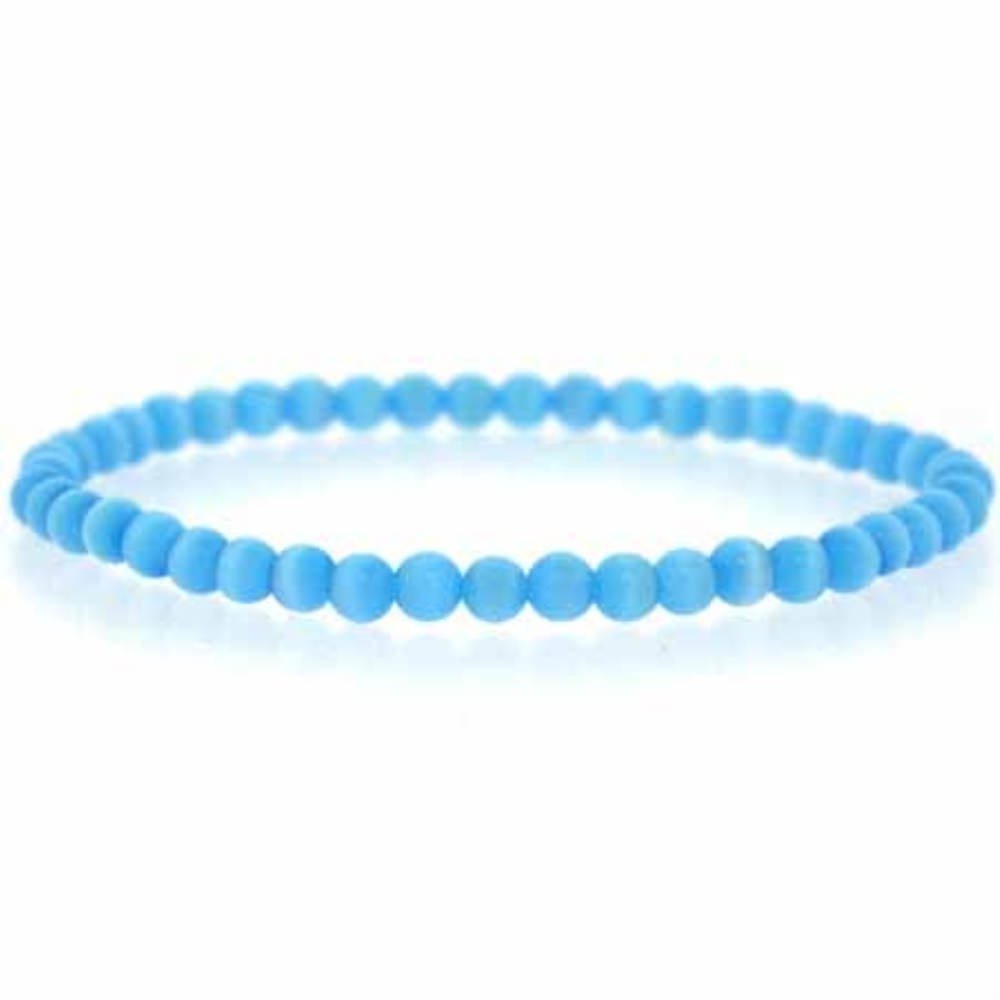 Light Blue Cats Eye 4mm Beaded Stretch Bracelet B6031LBL