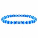 Light Blue Cats Eye Stone 6mm Bead Beaded Stretch Bracelet B9084LBL