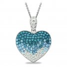 Light Blue Crystal Ombre Heart Necklce, Made with Swarovski Elements PBR13802M17