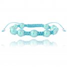Light Blue Freshwater Cultured Pearls Shamballa Adjustable Bracelet B13114M48