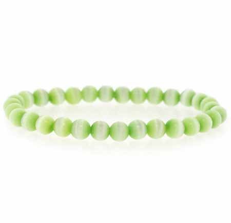 Light Green Cats Eye Beaded Stretch Bracelet B5021LGR