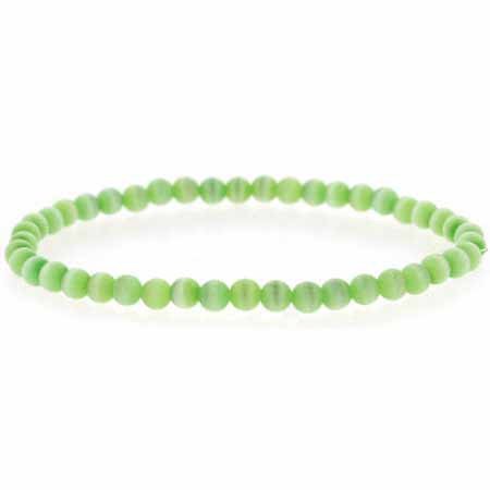 Light Green Cats Eye Beaded Stretch Bracelet B6031LGR