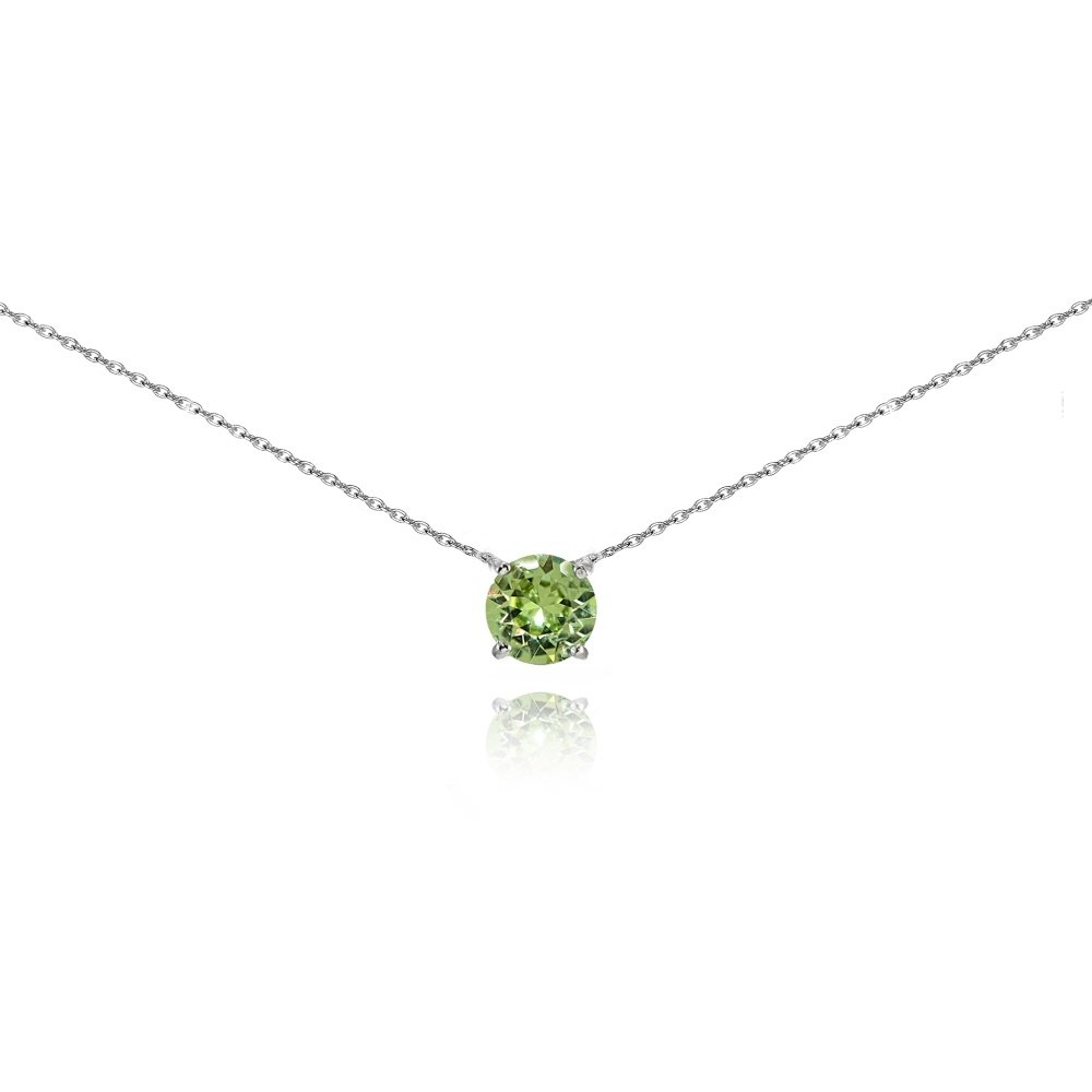Light Green Solitaire Choker Necklace made with Swarovski Crystals in 925 Silver N15596PD