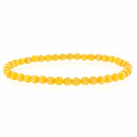 Light Orange Cats Eye Beaded Stretch Bracelet B6031LOR