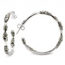 LO1857 - Rhodium Brass Earrings with Top Grade Crystal in Black Diamond Default Title