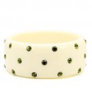 LO1904 - Resin Bangle with Top Grade Crystal in Olivine color