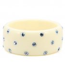 LO1907 - Resin Bangle with Top Grade Crystal in Light Sapphire