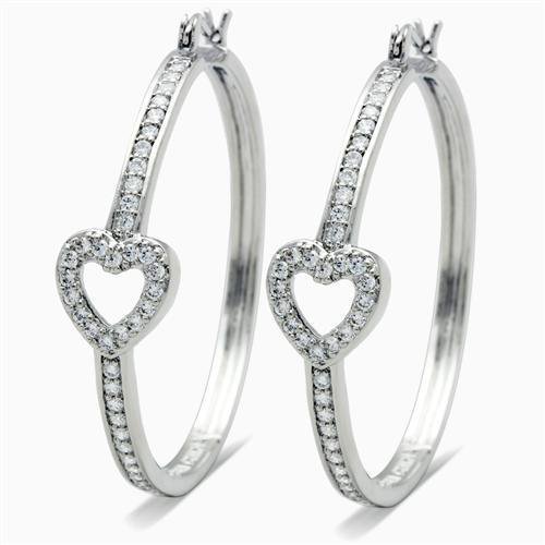 LO1941 - Rhodium Brass Earrings with AAA Grade CZ in Clear Default Title