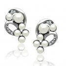 LO1970 - Rhodium White Metal Earrings with Synthetic Pearl in White Default Title