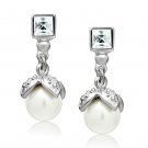 LO1973 - Rhodium White Metal Earrings with Synthetic Pearl in White Default Title