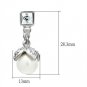 LO1973 - Rhodium White Metal Earrings with Synthetic Pearl in White Default Title