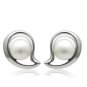 LO1976 - Rhodium White Metal Earrings with Synthetic Pearl in White Default Title