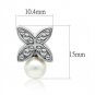 LO1987 - Rhodium White Metal Earrings with Synthetic Pearl in White Default Title