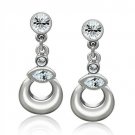 LO1989 - Rhodium White Metal Earrings with Top Grade Crystal in Clear Default Title