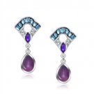 LO1993 - Rhodium White Metal Earrings with Top Grade Crystal in Multi Color Default Title