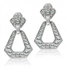 LO1995 - Rhodium White Metal Earrings with Top Grade Crystal in Clear Default Title