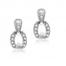 LO1999 - Rhodium White Metal Earrings with Top Grade Crystal in Clear Default Title