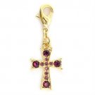 LO231 - Gold Brass Pendant with Top Grade Crystal in Amethyst Default Title