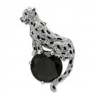 LO2398 - Imitation Rhodium White Metal Brooches with AAA Grade CZ in Jet Default Title