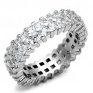 LO2431 - Rhodium Brass Ring with AAA Grade CZ in Clear