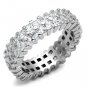 LO2431 - Rhodium Brass Ring with AAA Grade CZ in Clear