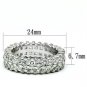LO2431 - Rhodium Brass Ring with AAA Grade CZ in Clear