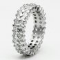 LO2431 - Rhodium Brass Ring with AAA Grade CZ in Clear